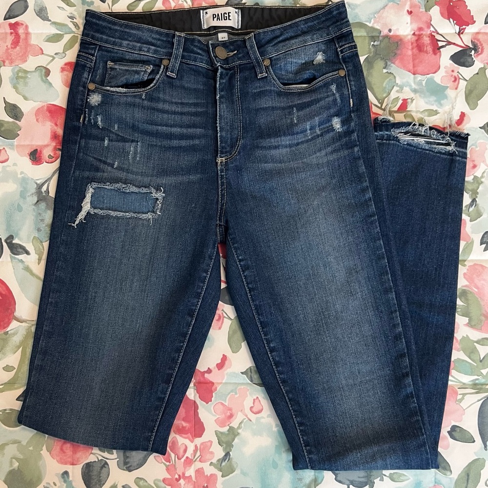 PAIGE Denim Distressed Skinny Jeans